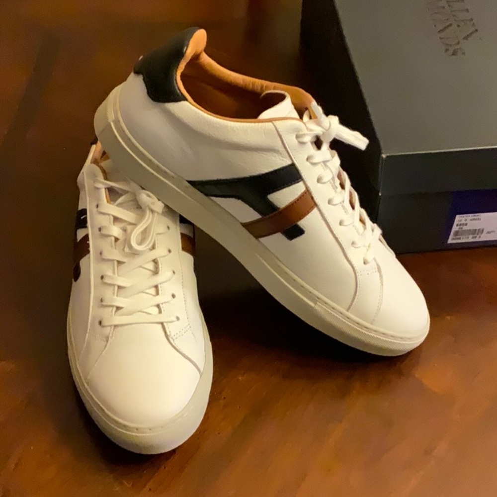 Allen Edmonds White and Black Sneakers with Classic Low-Top Style